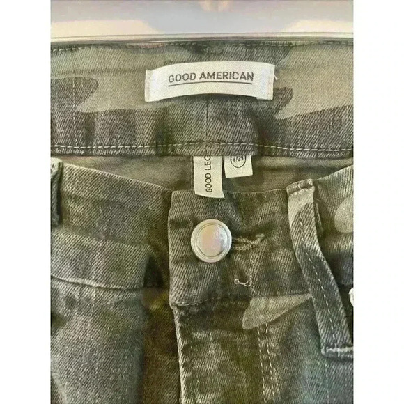 GOOD AMERICAN Good Waist Green Camo High Rise Skinny Jeans Size 8/29 stretch - Picture 3 of 4